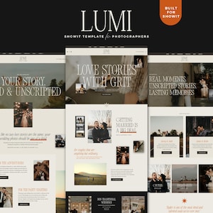 Bold modern Showit website template for elopement photographers and wedding photographers