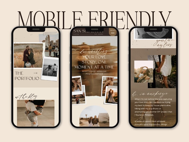 Boho Moody Showit website template for wedding photographers and family photographers