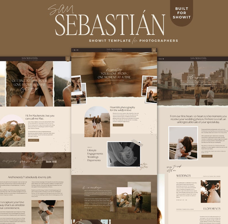 Boho Moody Showit website template for wedding photographers and family photographers