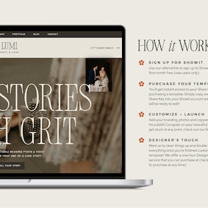 Bold modern Showit website template for elopement photographers and wedding photographers