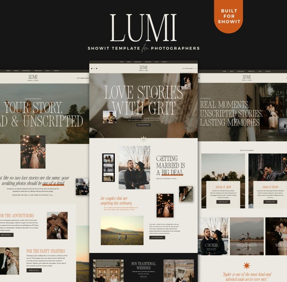 Bold Showit Website Template for Elopement Photographers - Wedding Photographer Showit Template