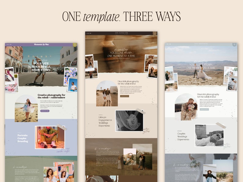 Boho Moody Showit website template for wedding photographers and family photographers