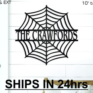 Personalized Spider Web Name Sign, Custom Halloween monogram last name sign, Trick or treat, witches, ghosts, goblins, outdoor yard sign