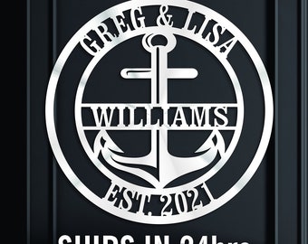 Personalized anchor Family Name Metal Sign, metal initial, Navy metal sign, Seaman, Navy Chief, Marines, Navy retirement gift, Coast Guard