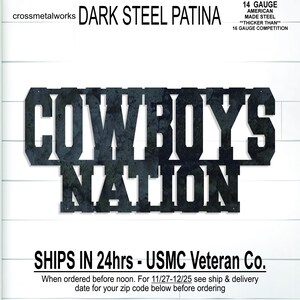 Cowboys Nation Steel Man Cave Sign, Football Fan Gift, Custom Metal Sign, Patio, Sports Bar Decor, Team Mascot, Gift for Dad, Husband