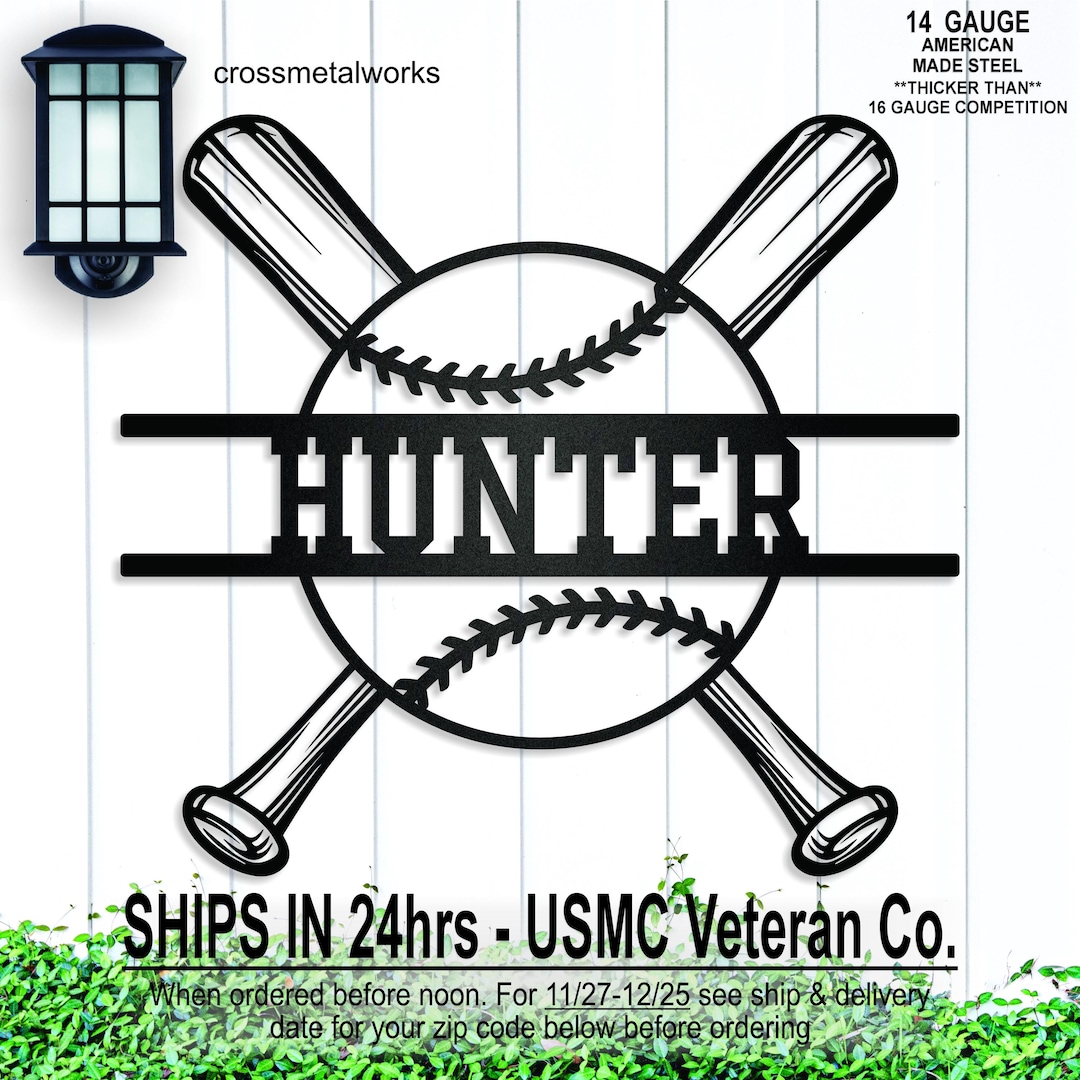 Personalized Baseball Name Sign, Custom Baseball Metal Name, Sports ...
