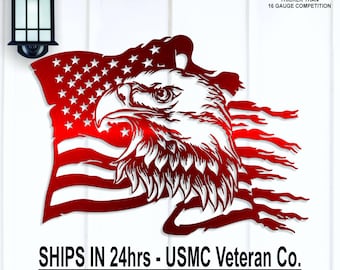 Custom Eagle & American Flag Metal Sign: Patriotic Wall Art