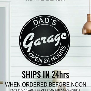 Dad&#39;s Garage Metal Art, Man Cave, workshop, garage custom steel wall art, sign, Father&#39;s day gift, gift for him, Dad&#39;s birthday sign