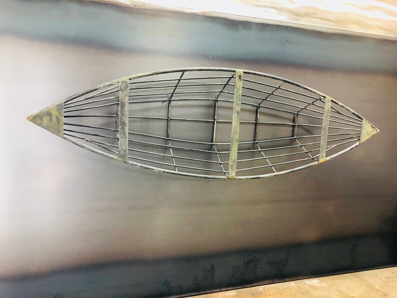 Canoe Wall Art Solid Steel Bar Frame Welded And Acid Washed