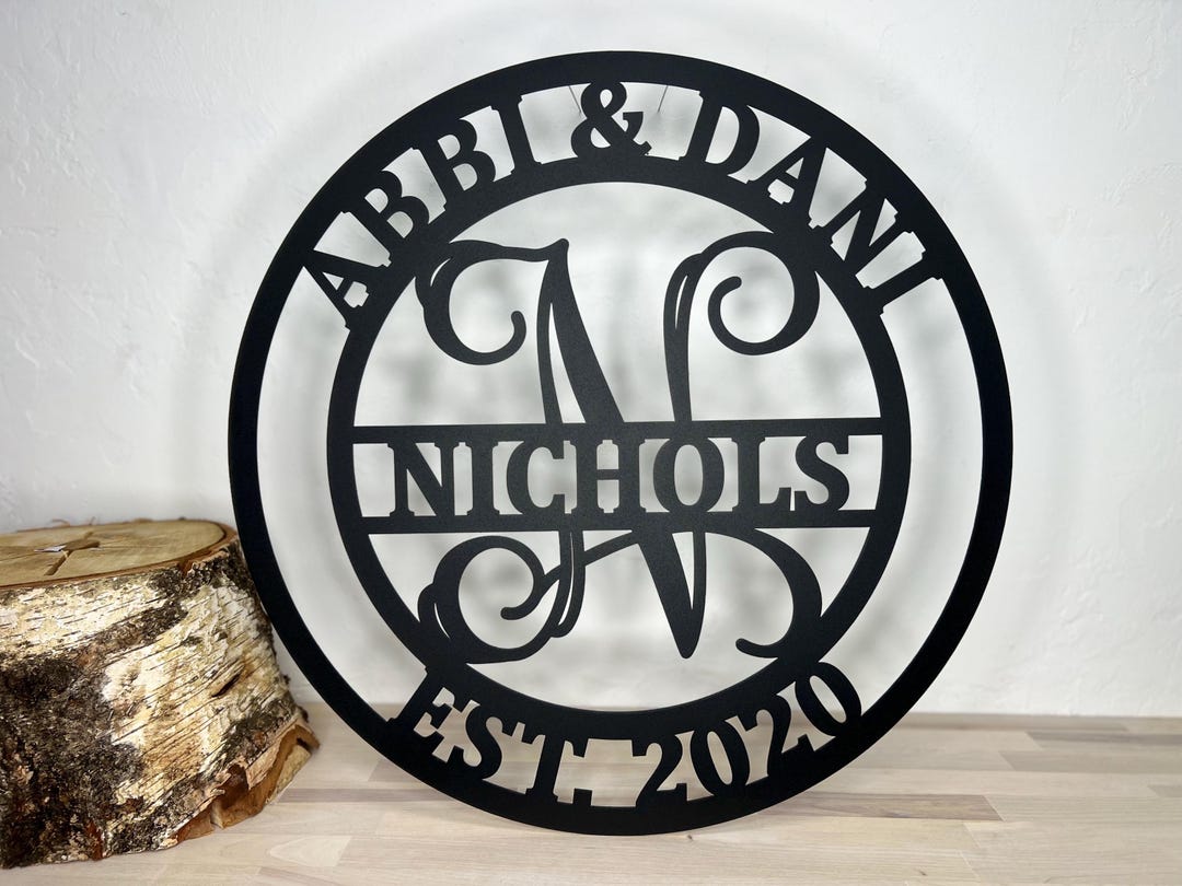 Custom Family Name Metal Monogram Sign or Ornament, Last Name Sign ...
