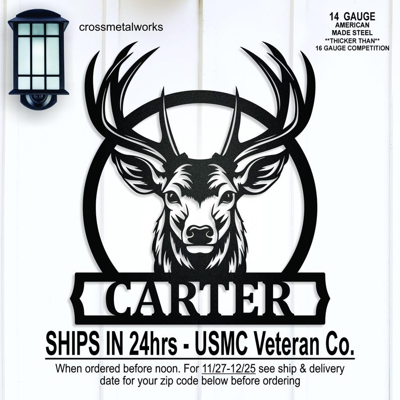 Personalized family name deer monogram sign, custom buck deer sign, deer antler metal sign, man cave, sports bar, hunting lodge, cabin sign, Personalized Family Name Metal Sign, Last Name Sign, Initial, Metal Monogram, Door Hanger, Housewarming Gift, Wedding Monogram, Anniversary