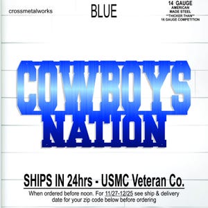 Cowboys Nation Steel Man Cave Sign, Football Fan Gift, Custom Metal Sign, Patio, Sports Bar Decor, Team Mascot, Gift for Dad, Husband