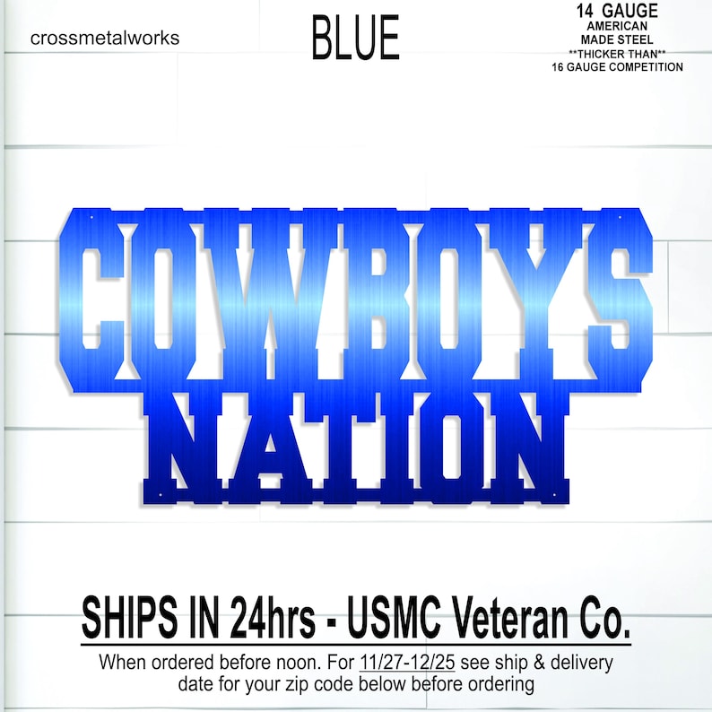 Cowboys Nation Steel Man Cave Sign, Football Fan Gift, Custom Metal Sign, Patio, Sports Bar Decor, Team Mascot, Gift for Dad, Husband