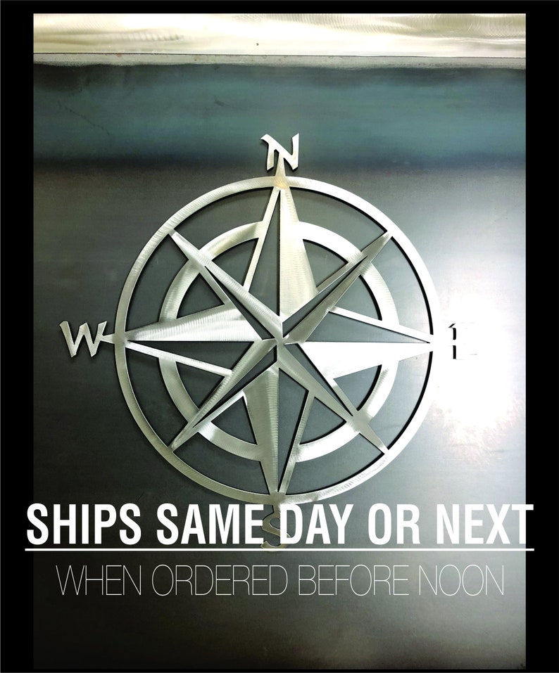 Nautical Star and Compass in polished steel Metal wall art and home decor....Designed with and thanks to Adam Saulter image 1