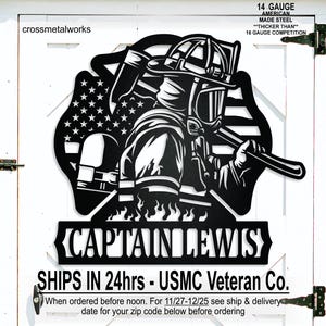 Personalized Fire Fighter Metal Monogram Sign, Custom Firefighter Gifts for Men, Lt. Fireman, Retirement Gifts, Fire House Sign