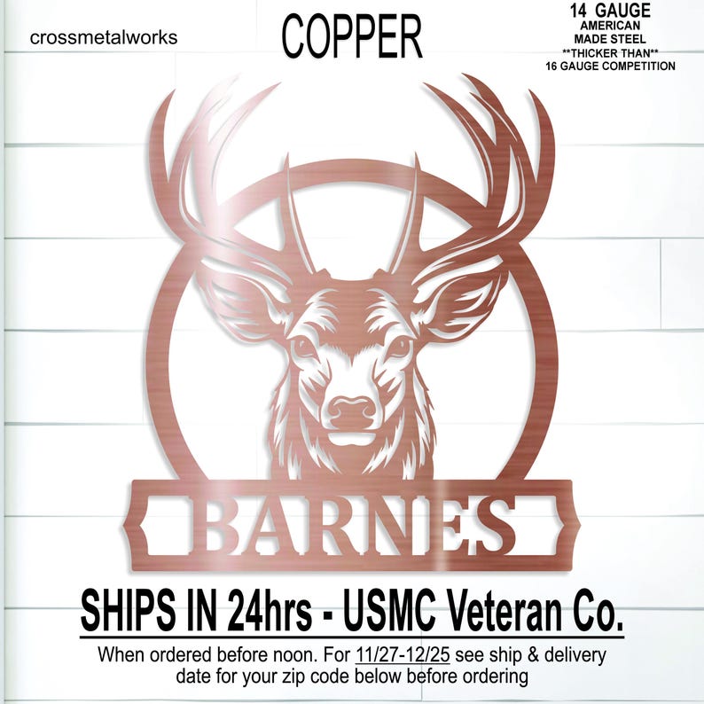 Personalized family name deer monogram sign, custom buck deer sign, deer antler metal sign, man cave, sports bar, hunting lodge, cabin sign, Personalized Family Name Metal Sign, Last Name Sign, Initial, Metal Monogram, Door Hanger, Housewarming Gift, Wedding Monogram, Anniversary