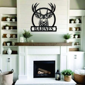 Personalized family name deer monogram sign, custom buck deer sign, deer antler metal sign, man cave, sports bar, hunting lodge, cabin sign, Personalized Family Name Metal Sign, Last Name Sign, Initial, Metal Monogram, Door Hanger, Housewarming Gift, Wedding Monogram, Anniversary