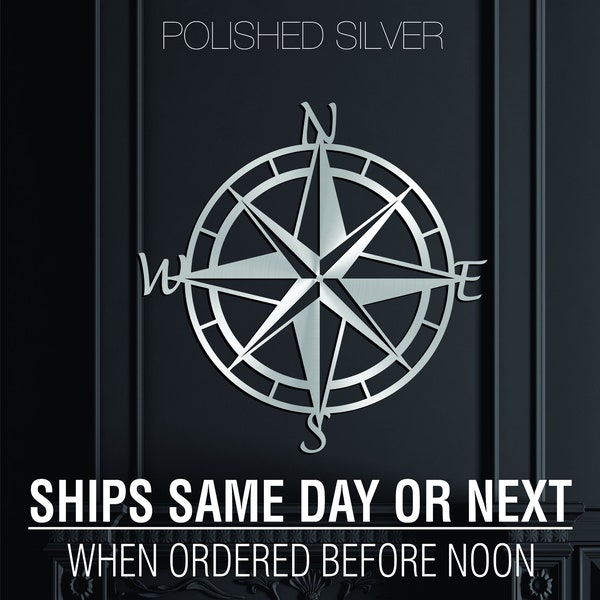 Nautical Star and Compass in polished steel !! Metal wall art and home decor....Designed with and thanks to Adam Saulter!