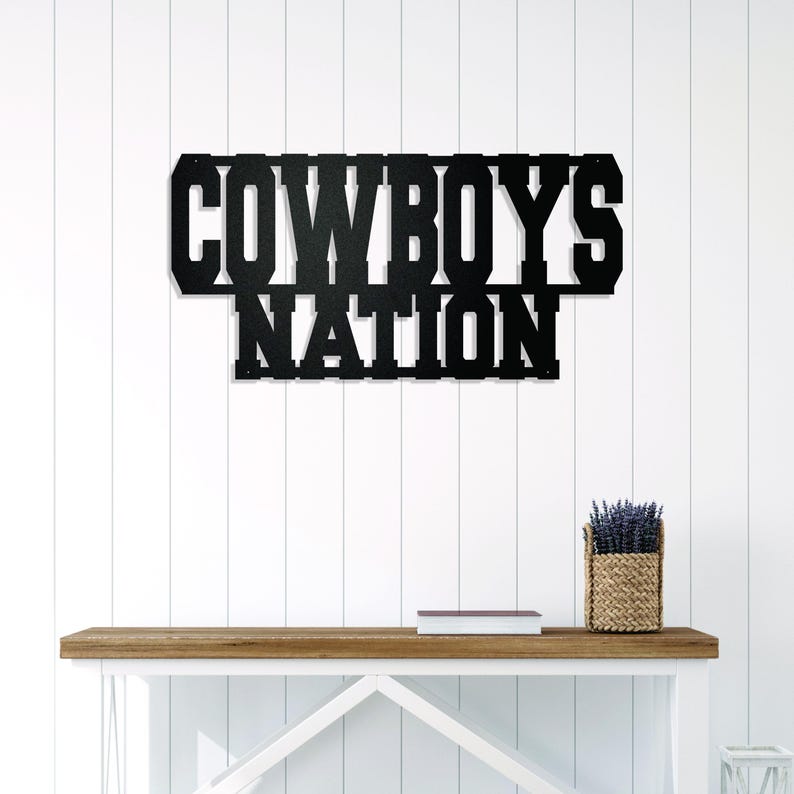 Cowboys Nation Steel Man Cave Sign, Football Fan Gift, Custom Metal Sign, Patio, Sports Bar Decor, Team Mascot, Gift for Dad, Husband