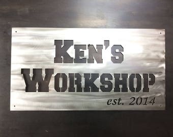 Man Cave, workshop, garage custom steel wall art! Steel wall art, larger size horizontal, forget the Home Depot giftcard, buy him steel!