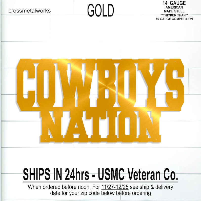 Cowboys Nation Steel Man Cave Sign, Football Fan Gift, Custom Metal Sign, Patio, Sports Bar Decor, Team Mascot, Gift for Dad, Husband