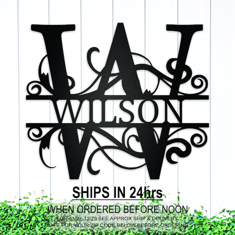 Custom Family Name Metal Monogram Sign or Ornament, Last Name Sign ...