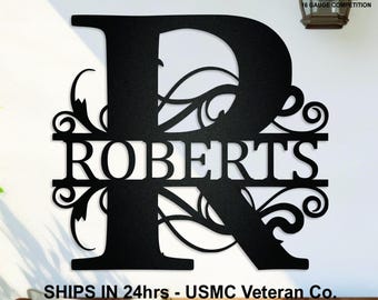 Custom family name metal monogram sign, last name sign, custom anniversary gift, personalized wedding gift, bridal shower gift, metal sign