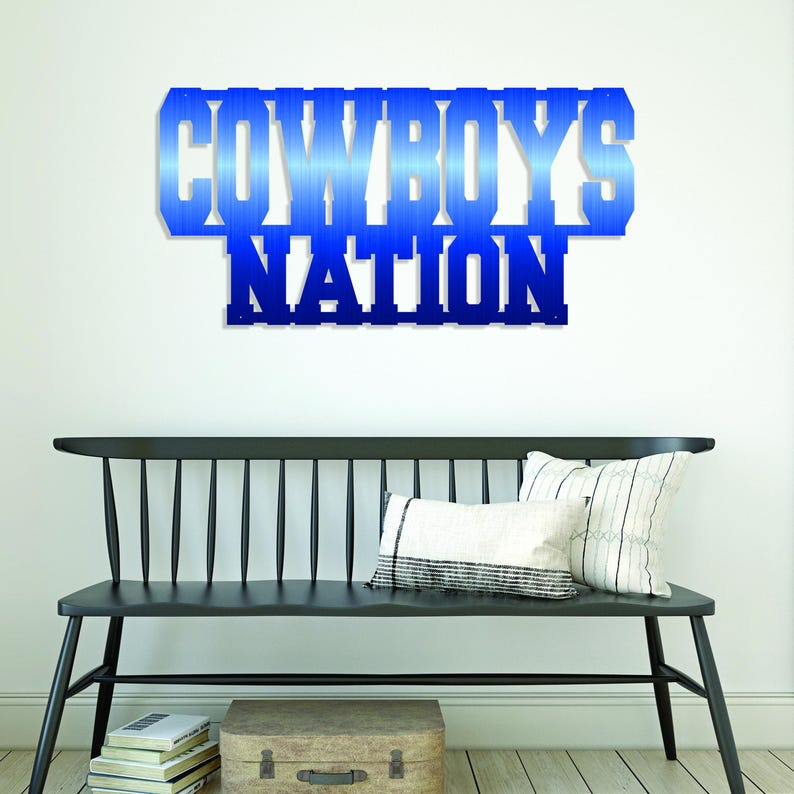 Cowboys Nation Steel Man Cave Sign, Football Fan Gift, Custom Metal Sign, Patio, Sports Bar Decor, Team Mascot, Gift for Dad, Husband