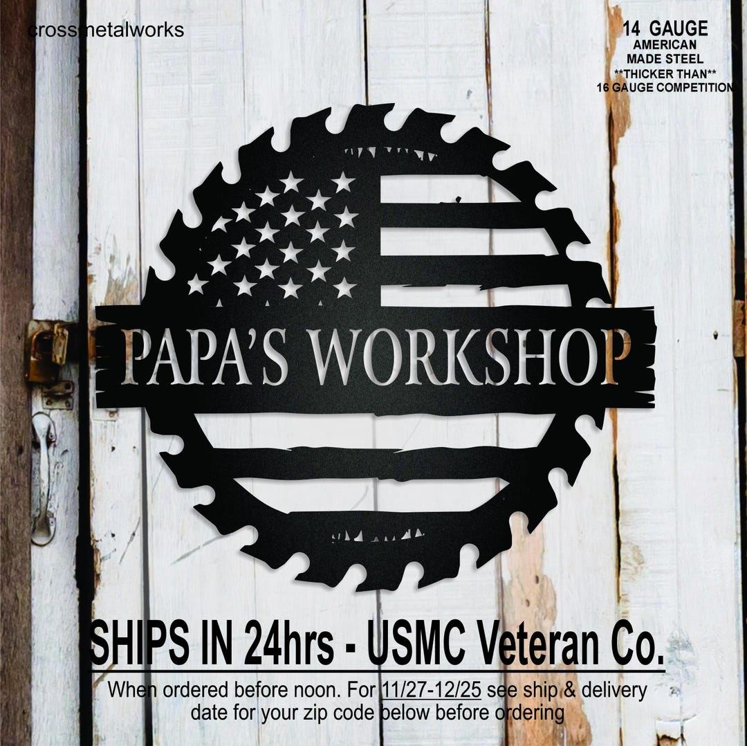 Custom Workshop Sign, Personalized Metal Sign for Dad, Father's Day ...