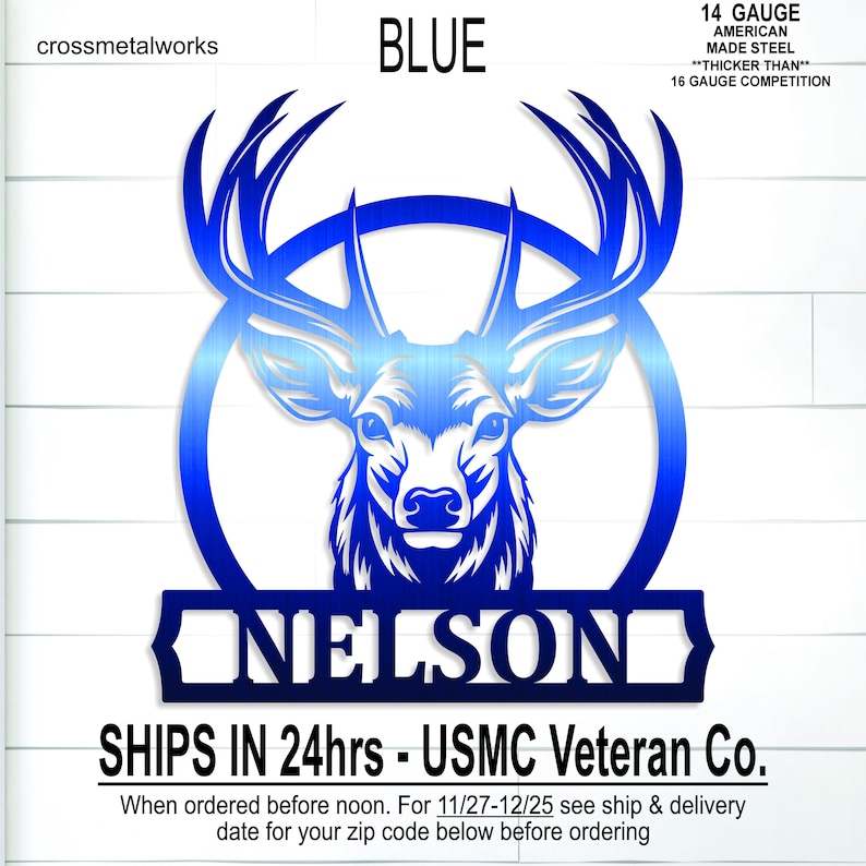Personalized family name deer monogram sign, custom buck deer sign, deer antler metal sign, man cave, sports bar, hunting lodge, cabin sign, Personalized Family Name Metal Sign, Last Name Sign, Initial, Metal Monogram, Door Hanger, Housewarming Gift, Wedding Monogram, Anniversary