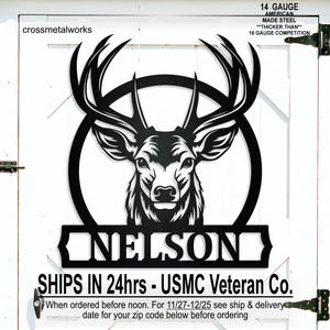 Personalized family name deer monogram sign, custom buck deer sign, deer antler metal sign, man cave, sports bar, hunting lodge, cabin sign, Personalized Family Name Metal Sign, Last Name Sign, Initial, Metal Monogram, Door Hanger, Housewarming Gift, Wedding Monogram, Anniversary