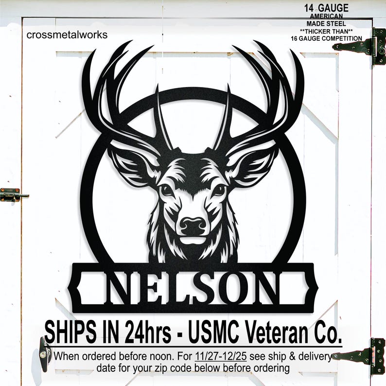 Personalized family name deer monogram sign, custom buck deer sign, deer antler metal sign, man cave, sports bar, hunting lodge, cabin sign, Personalized Family Name Metal Sign, Last Name Sign, Initial, Metal Monogram, Door Hanger, Housewarming Gift, Wedding Monogram, Anniversary