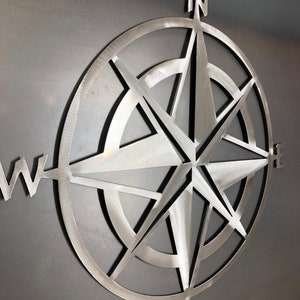 Nautical Star and Compass in polished steel Metal wall art and home decor....Designed with and thanks to Adam Saulter image 4