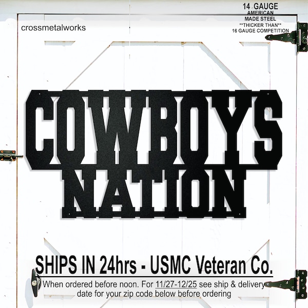 Letrero de acero de Cowboys Nation para la cueva del hombre, regalo para fanáticos del fútbol, letrero de metal personalizado, decoración para patio, bar deportivo, mascota del equipo, regalo para papá o esposo.