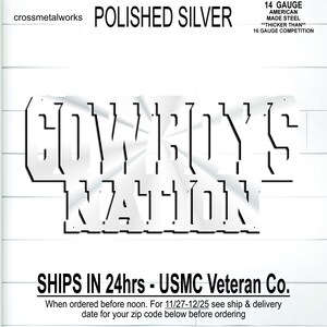 Cowboys Nation Steel Man Cave Sign, Football Fan Gift, Custom Metal Sign, Patio, Sports Bar Decor, Team Mascot, Gift for Dad, Husband