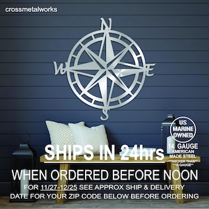 Nautical Star metal wall art sign or ornament compass rose, nautical theme exterior sign, outdoor star metal globe, beach decor oceanside