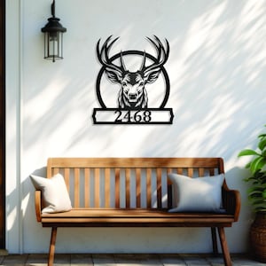 Personalized family name deer monogram sign, custom buck deer sign, deer antler metal sign, man cave, sports bar, hunting lodge, cabin sign, Personalized Family Name Metal Sign, Last Name Sign, Initial, Metal Monogram, Door Hanger, Housewarming Gift, Wedding Monogram, Anniversary