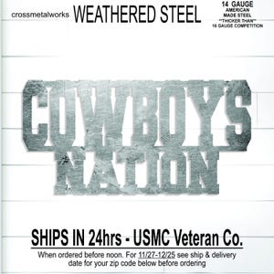 Cowboys Nation Steel Man Cave Sign, Football Fan Gift, Custom Metal Sign, Patio, Sports Bar Decor, Team Mascot, Gift for Dad, Husband