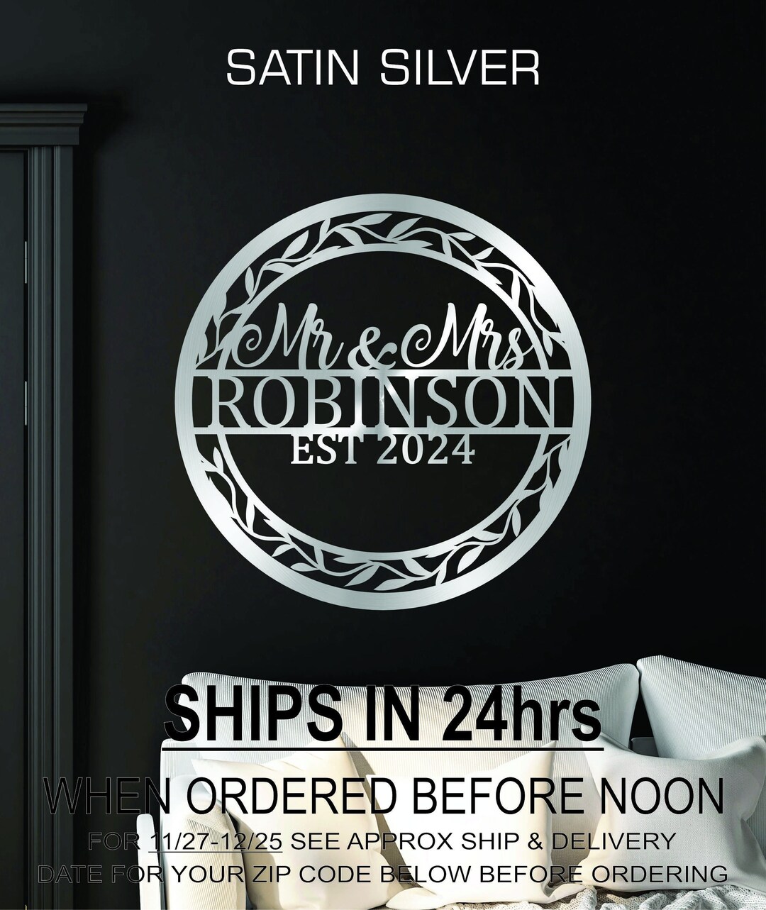 Personalized Mr & Mrs Metal Sign, Last Name Sign, Metal Monogram, Door ...