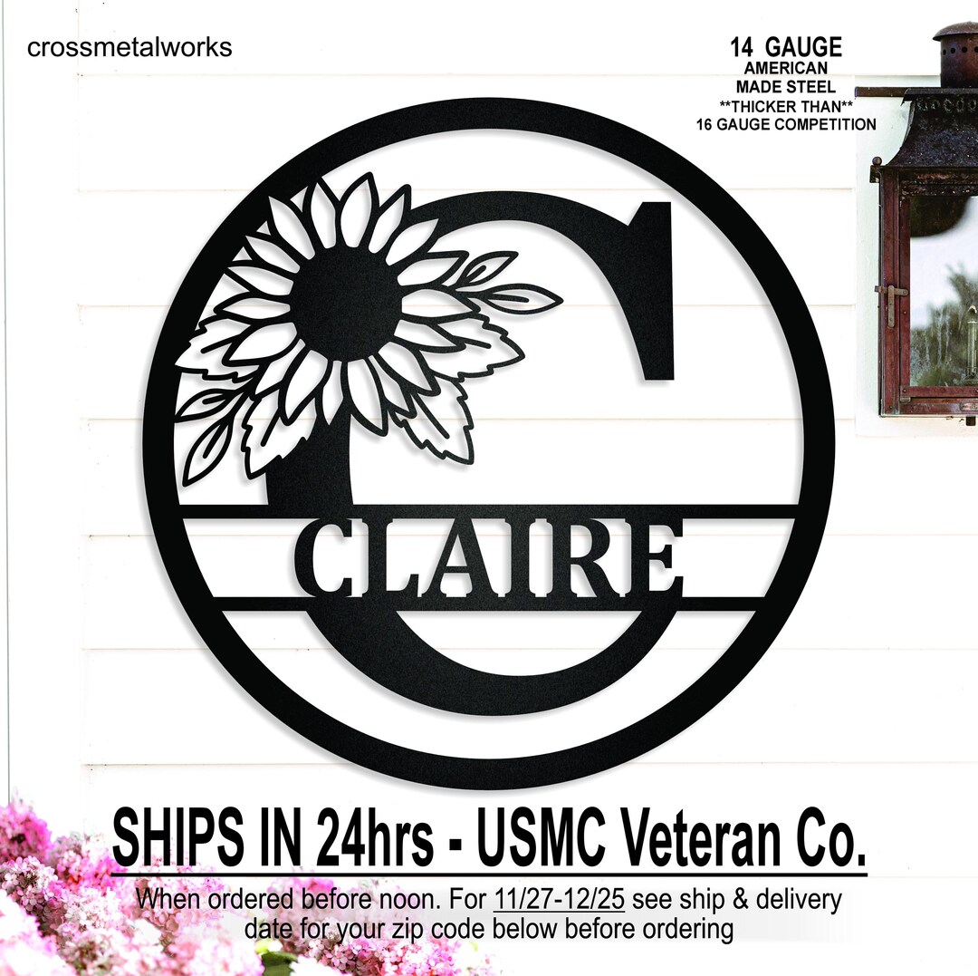 Personalized Sunflower Initial Family Name or Kid's Name Wall Hanging ...