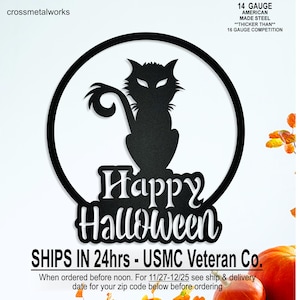 Custom Black cat Halloween monogram last name sign, Trick or treat, witches, ghosts, goblins, Halloween yard sign, Fall Art, door hanger