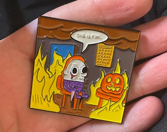 Halloween “This Is Fine” Myers Pin