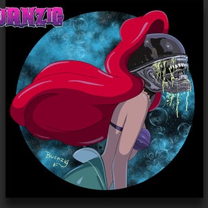 Little Mermaid Ariel-ian Fly 8x8 print