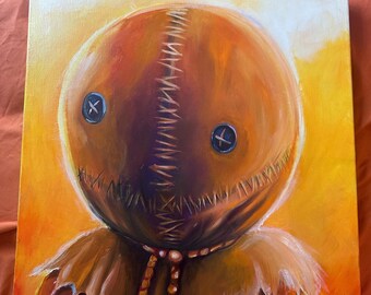 Trick r Treat Sam oil painting on 20x20 inch stretched canvas