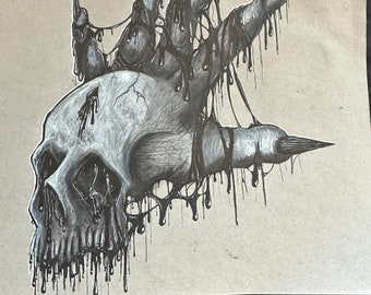 Black Metal Hand Monster Zeichnung 20x30