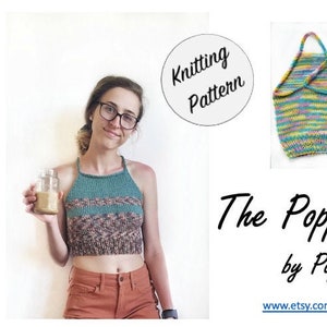 knitting PATTERN / the poppy tank / knit crop top / knit tank top / crop top / cross back / striped / colorblock / bralette / knit bralette