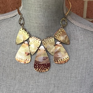 Vintage Chico&#39;s Reversible Bib Necklace & Earrings Set - Gold Tone Statement Jewelry