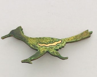 Vintage CopperCutts Roadrunner Brooch, Handmade, Southwest Style, Animal  - Intricate Design with Copper Inlay.-