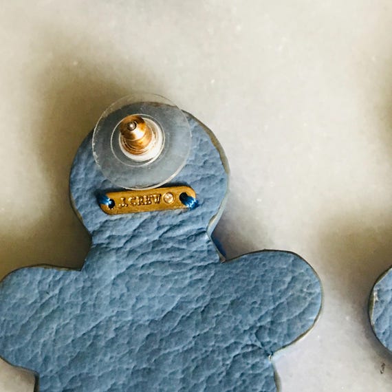 J.Crew Signed Blue Beaded Statement Earrings, See… - image 4