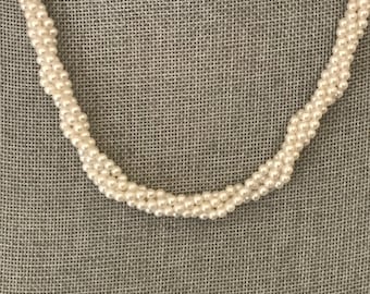 Vintage Napier Faux Pearl Necklace: 4-Strand Twisted Torsade